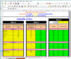 Calculadora de costes de la producción de jabón